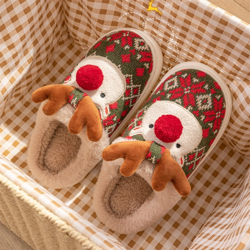 Cozy Christmas Elk Slippers - Winter Warmth in Christmas Style