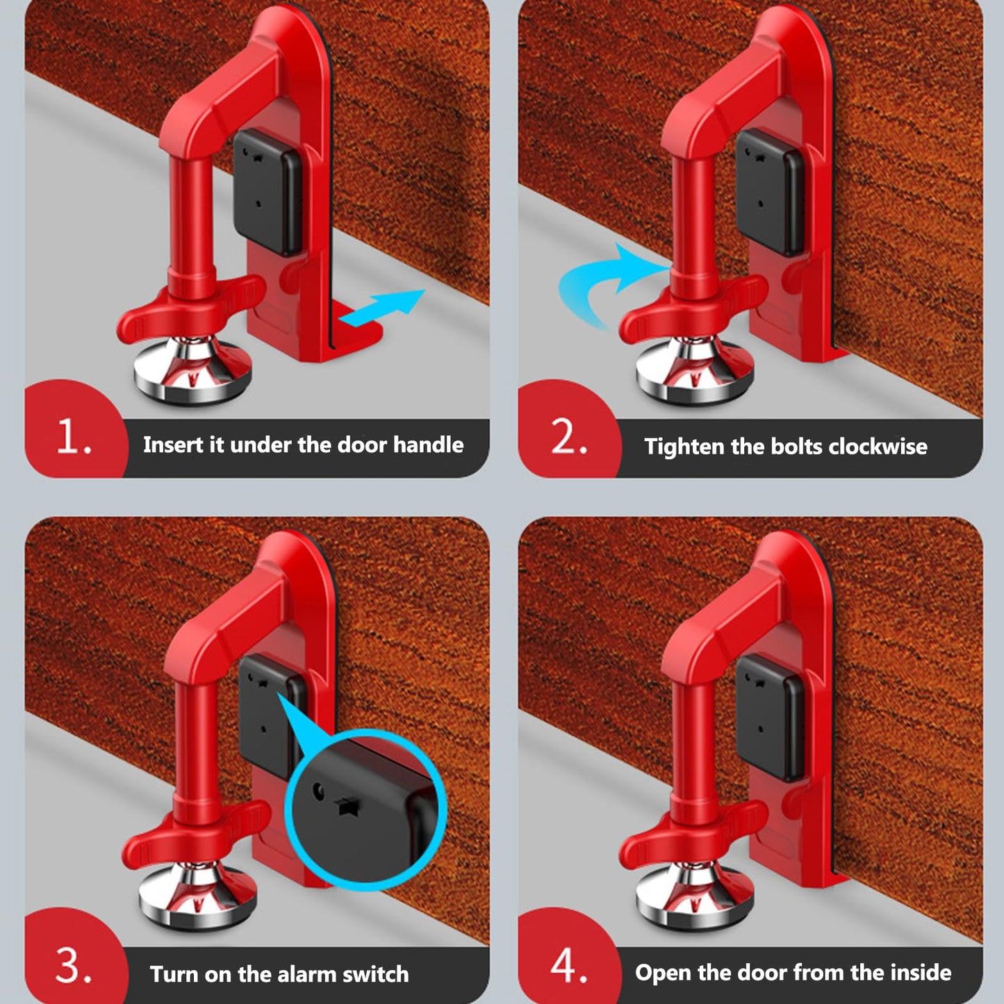 Portable door lock with alarm